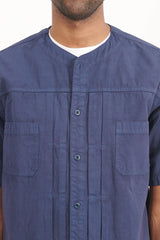 Trucker S/S Shirt Cotton Weather Cloth Overdyed - Navy