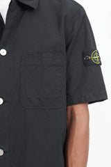 11429 Cupro Cotton Twill Overshirt M/Corta - Black