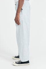 317X3 MARINA Chalk Plating Cotton Canvas Loose Wide Leg Pants - Sky Blue