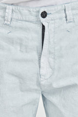 317X3 MARINA Chalk Plating Cotton Canvas Loose Wide Leg Pants - Sky Blue