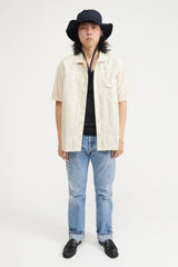 Trucker S/S Shirt Cotton Back Satin Overdyed - Off White