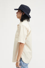Trucker S/S Shirt Cotton Back Satin Overdyed - Off White