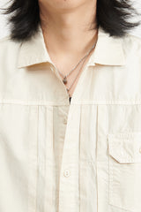 Trucker S/S Shirt Cotton Back Satin Overdyed - Off White