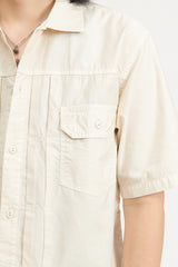 Trucker S/S Shirt Cotton Back Satin Overdyed - Off White