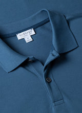 Sunspel Piqué Polo Shirt - Steel Blue