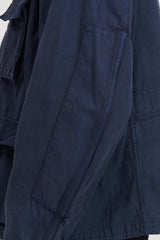 Back Satin Collarless BDU Type Jacket - Navy