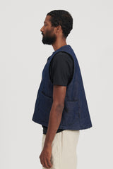 Over Vest Nautical Print 12oz. Denim - Indigo