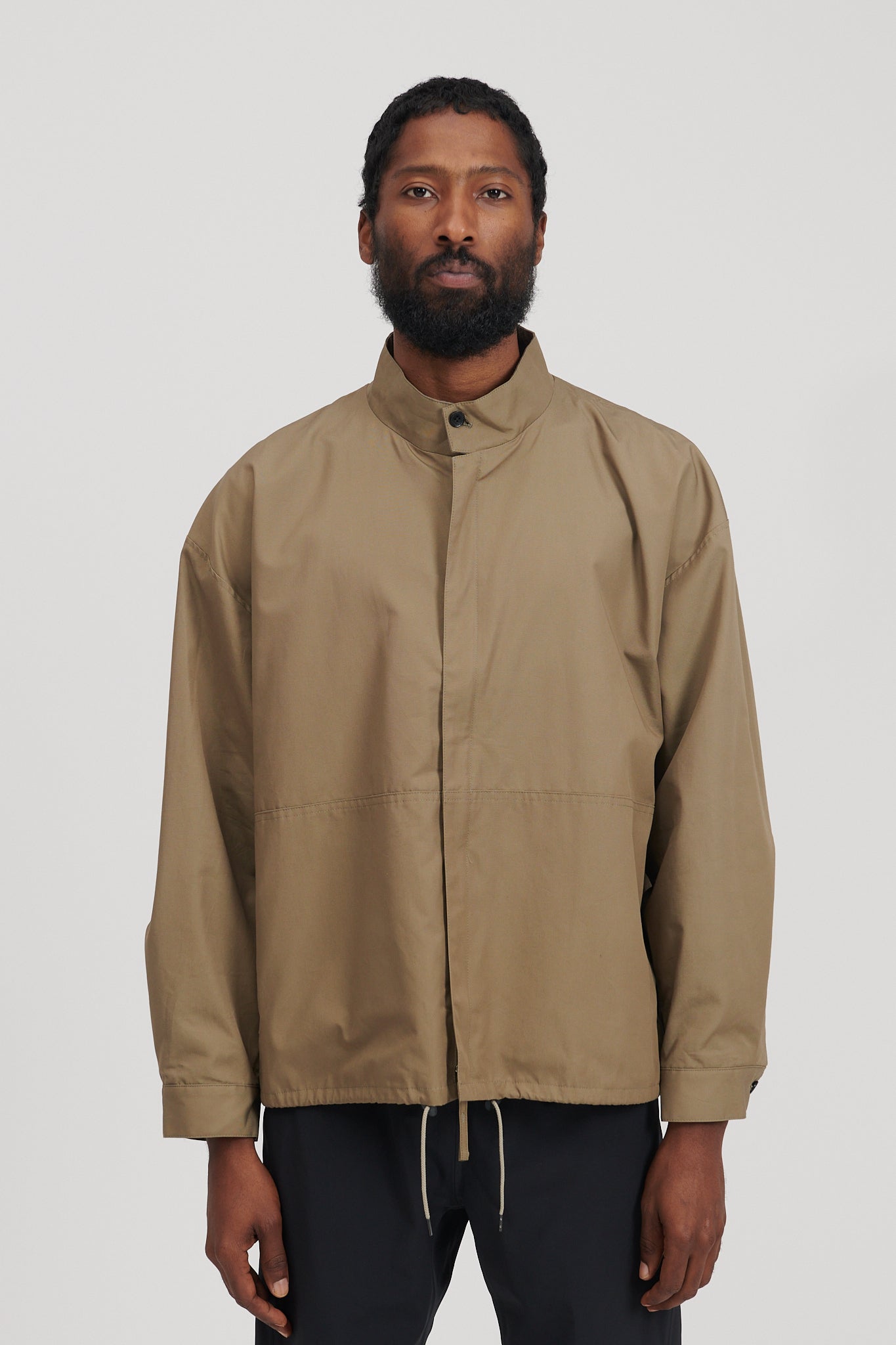 Stand Collar Blouson - Khaki Beige