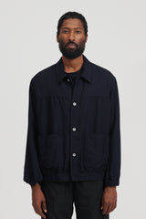 Wool Twill Short Jacket - Navy