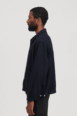 Wool Twill Short Jacket - Navy