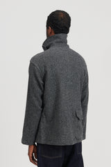 Shawl Collar Utility Jacket Poly Wool Herringbone - Grey