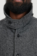 Shawl Collar Utility Jacket Poly Wool Herringbone - Grey