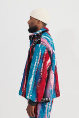 Inkjet Print Fleece Cloth Jacket - Blue/Pink