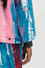 Inkjet Print Fleece Cloth Jacket - Blue/Pink