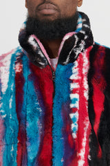 Inkjet Print Fleece Cloth Jacket - Blue/Pink