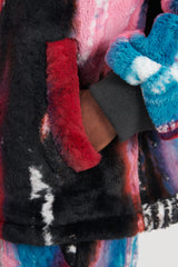 Inkjet Print Fleece Cloth Jacket - Blue/Pink
