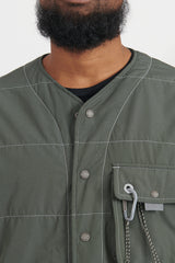 T/C Alpha Collarless Shirt Jacket - Khaki