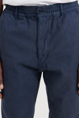 Back Satin Easy Pants - Navy