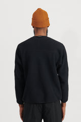 Wool Fleece Cardigan - Black