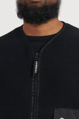 Wool Fleece Cardigan - Black
