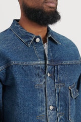 Type 1 Pleated Front Denim Jacket Vintage Wash - Denim Used