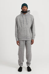 Brushed Herringbone Print Jersey Oversized Hooded Parka - Grey