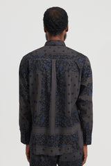Dweller B.D. L/S Shirt Cotton Broad NOMA td Print - Charcoal