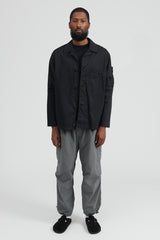 11014 Stretch Cotton Wool Satin Overshirt - Black