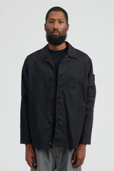 11014 Stretch Cotton Wool Satin Overshirt - Black