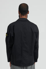 11014 Stretch Cotton Wool Satin Overshirt - Black