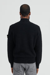 529A6 Cotton Nylon Fancy Yarn Cardigan Knit - Black