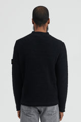 530A6 Cotton Nylon Fancy Yarn Crewneck Knit - Black