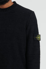 530A6 Cotton Nylon Fancy Yarn Crewneck Knit - Black