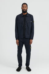 10910 Stretch Cotton Garbardine Overshirt - Navy Blue
