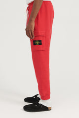 64720 Brushed Cotton Fleece Cargo Jogger Sweat Pants - Red