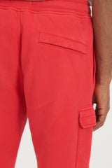 64720 Brushed Cotton Fleece Cargo Jogger Sweat Pants - Red