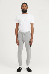 64520 Brushed Cotton Fleece Sweat Pants - Melange Grey