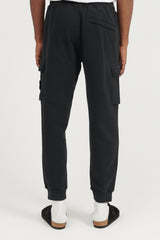 64720 Brushed Cotton Fleece Cargo Jogger Sweat Pants - Black