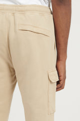 64720 Brushed Cotton Fleece Cargo Jogger Sweat Pants - Beige