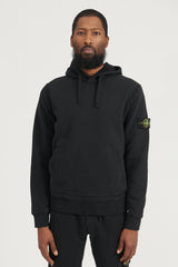 64120 Brushed Cotton Fleece Hooded Sweatshirt  - Black