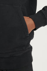 64120 Brushed Cotton Fleece Hooded Sweatshirt  - Black