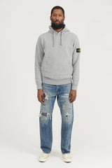 64120 Brushed Cotton Fleece Hooded Sweatshirt - Melange Grey