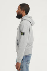 64120 Brushed Cotton Fleece Hooded Sweatshirt - Melange Grey