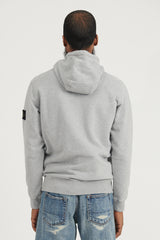 64120 Brushed Cotton Fleece Hooded Sweatshirt - Melange Grey