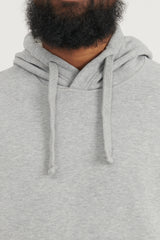 64120 Brushed Cotton Fleece Hooded Sweatshirt - Melange Grey