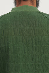 62134 Cotton Fleece + Quilted Cupro Crewneck Sweatshirt - Olive