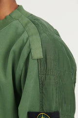 62134 Cotton Fleece + Quilted Cupro Crewneck Sweatshirt - Olive