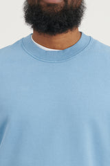 63020 Brushed Cotton Fleece Crewneck Sweatshirt - Mid Blue