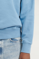 63020 Brushed Cotton Fleece Crewneck Sweatshirt - Mid Blue