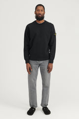 63020 Brushed Cotton Fleece Crewneck Sweatshirt - Black